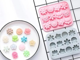 Molde silicona 12 flores surtidas chicas 